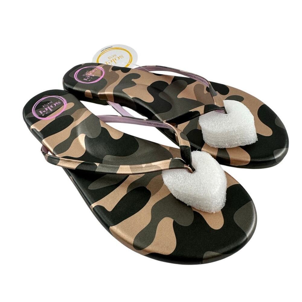 Solei Sea Women's Metallic Gold & Lilac Indie Camo Flip Flop Sandals Size 7 - Picture 6 of 10